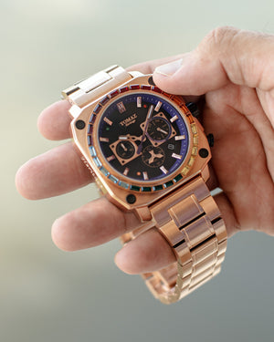 
                  
                    Load image into Gallery viewer, Jezper TQ021B-D13 (Rosegold) with Rainbow Swarovski (Rosegold Stainless Steel)
                  
                