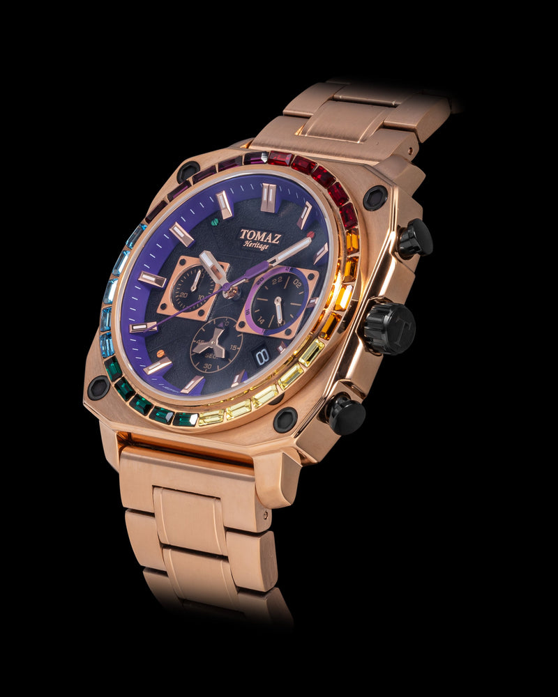 
                  
                    Load image into Gallery viewer, Jezper TQ021B-D13 (Rosegold) with Rainbow Swarovski (Rosegold Stainless Steel)
                  
                