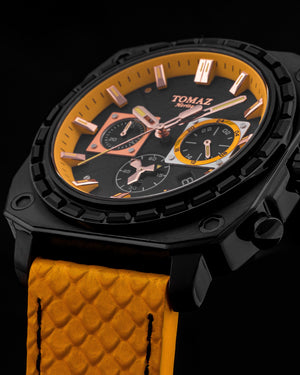 
                  
                    Load image into Gallery viewer, Jezper TQ021B-D2 (Black) with Black Swarovski (Yellow Salmon Leather Strap)
                  
                