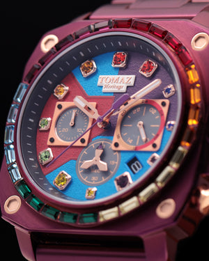 
                  
                    Load image into Gallery viewer, Jezper TQ021C-D1 (Purple) with Rainbow Swarovski (Purple Stainless Steel)
                  
                