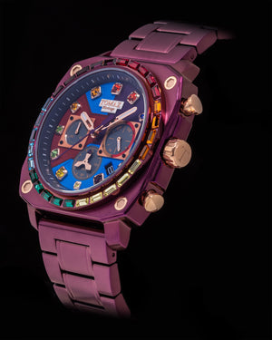 
                  
                    Load image into Gallery viewer, Jezper TQ021C-D1 (Purple) with Rainbow Swarovski (Purple Stainless Steel)
                  
                