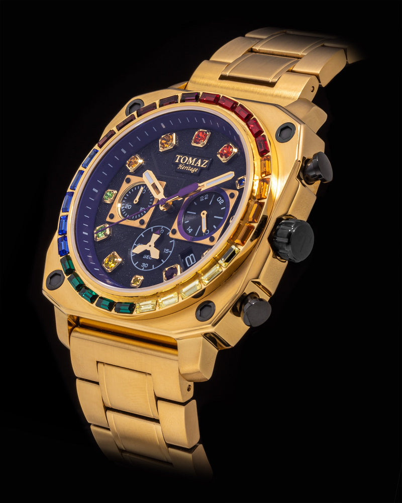 
                  
                    Load image into Gallery viewer, Jezper TQ021C-D3 (Gold) with Rainbow Swarovski (Gold Stainless Steel)
                  
                