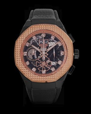 
                  
                    Load image into Gallery viewer, Hexagon TQ023A-D10 (Black/Rosegold) (Black Leather Strap)
                  
                