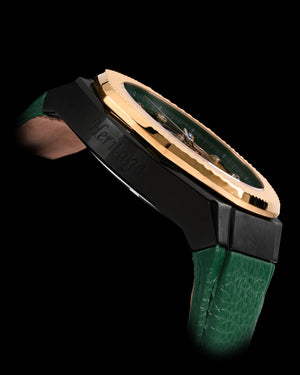 
                  
                    Load image into Gallery viewer, Hexagon TQ023A-D13 (Black/Gold/Green) (Green Leather Strap)
                  
                