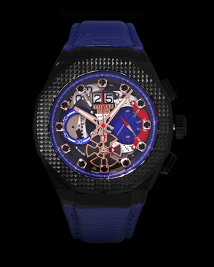 
                  
                    Load image into Gallery viewer, Hexagon TQ023A-D18 (Black/Blue) (Blue Leather Strap)
                  
                