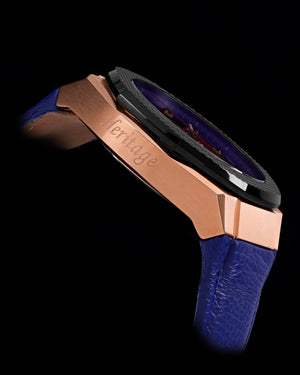 
                  
                    Load image into Gallery viewer, Hexagon TQ023A-D19 (Rosegold/Blue) (Blue Leather Strap)
                  
                