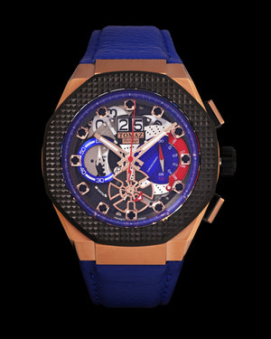 
                  
                    Load image into Gallery viewer, Hexagon TQ023A-D19 (Rosegold/Blue) (Blue Leather Strap)
                  
                