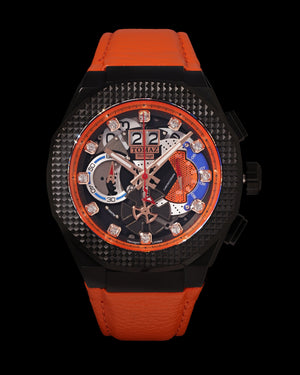 
                  
                    Load image into Gallery viewer, Hexagon TQ023A-D2 (Black/Orange) Orange Leather Strap
                  
                