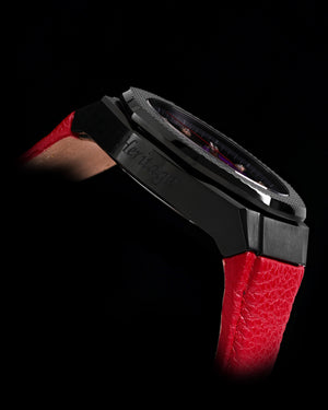 
                  
                    Load image into Gallery viewer, Hexagon TQ023A-D5 (Black) Red Leather Strap
                  
                