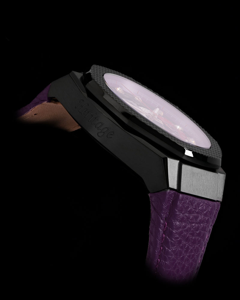 
                  
                    Load image into Gallery viewer, Hexagon TQ023A-D7 (Black/Purple) Purple Leather Strap
                  
                