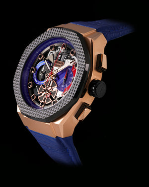 
                  
                    Load image into Gallery viewer, Hexagon TQ023A-D19 (Rosegold/Blue) (Blue Leather Strap)
                  
                