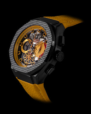 
                  
                    Load image into Gallery viewer, Hexagon TQ023A-D8 (Black/Yellow) Yellow Leather Strap
                  
                