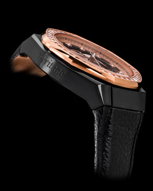 
                  
                    Load image into Gallery viewer, Hexagon TQ023B-D10 (Black/Rosegold) with White Swarovski Crystal (Black Leather Strap)
                  
                