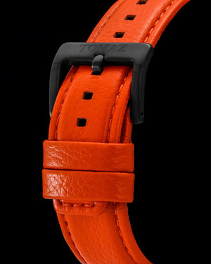 
                  
                    Load image into Gallery viewer, Hexagon TQ023B-D2 (Black/Orange) with Blue Swarovski Crystal (Orange Leather Strap)
                  
                