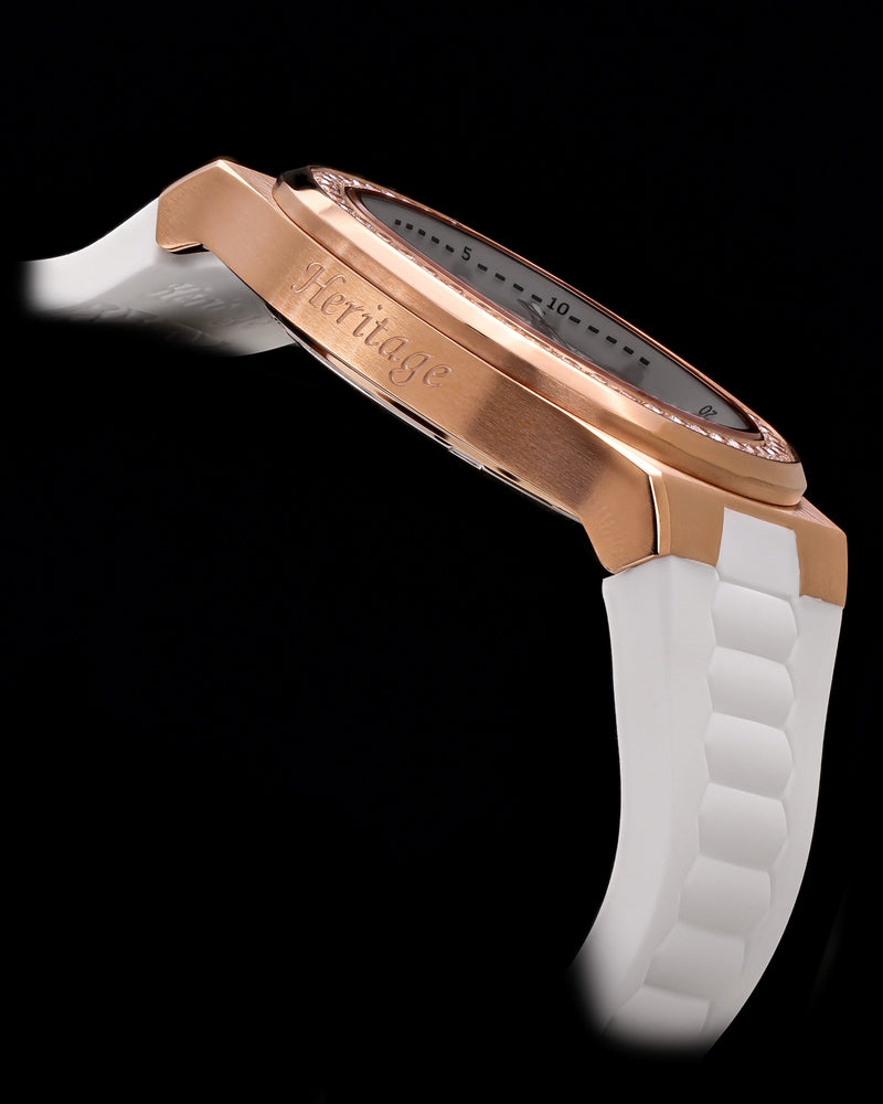 
                  
                    Load image into Gallery viewer, Tomaz Ladies Watch TQ029L-D3 (Rosegold) with White Swarovski Crystal (White Rubber Strap)
                  
                