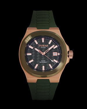 
                  
                    Load image into Gallery viewer, Tomaz Men&amp;#39;s Watch TQ029M-D5 (Rosegold/Green) Green Silicone Strap
                  
                