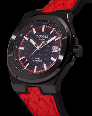 
                  
                    Load image into Gallery viewer, Tomaz Men&amp;#39;s Watch TQ029M-D6 (Black) Red Silicone Strap
                  
                