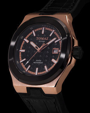 
                  
                    Load image into Gallery viewer, Tomaz Men&amp;#39;s Watch TQ029M-D7 (Rosegold/Black) Black Silicone Strap
                  
                