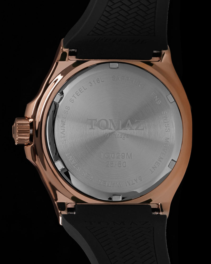 
                  
                    Load image into Gallery viewer, Tomaz Men&amp;#39;s Watch TQ029M-D7 (Rosegold/Black) Black Silicone Strap
                  
                