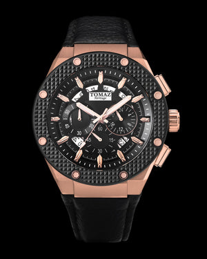 
                  
                    Load image into Gallery viewer, Romeo XL TQ030-D21 (Rosegold/Black) Black Leather Strap
                  
                