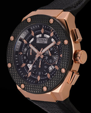 
                  
                    Load image into Gallery viewer, Romeo XL TQ030-D21 (Rosegold/Black) Black Leather Strap
                  
                