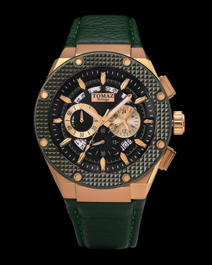 
                  
                    Load image into Gallery viewer, Romeo XL TQ030-D23 (Gold/Green) Green Leather Strap
                  
                