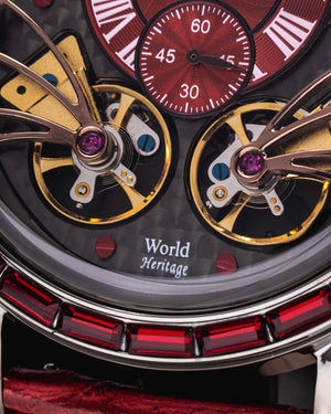 
                  
                    Load image into Gallery viewer, Double Wings  Automatic TW001-D3 (Black/Red) with Red Swarovski (Red Bamboo Leather Strap)
                  
                