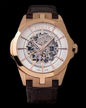 
                  
                    Load image into Gallery viewer, Tomaz Men&amp;#39;s Watch TW003-D1 (Rosegold/White) Coffee Leather Strap
                  
                