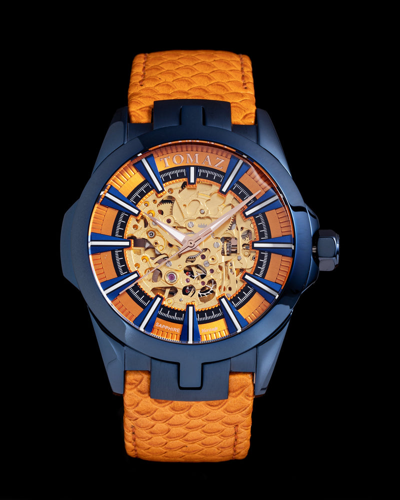 
                  
                    Load image into Gallery viewer, Tomaz Men&amp;#39;s Watch TW003B-D1 (Black/Orange) Orange Salmon Leather Strap
                  
                