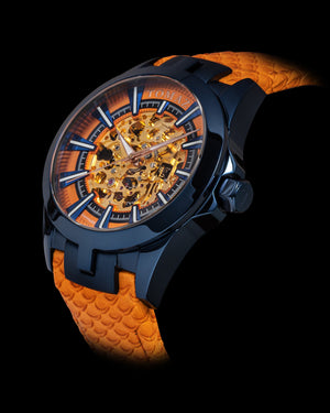 
                  
                    Load image into Gallery viewer, Tomaz Men&amp;#39;s Watch TW003B-D1 (Black/Orange) Orange Salmon Leather Strap
                  
                