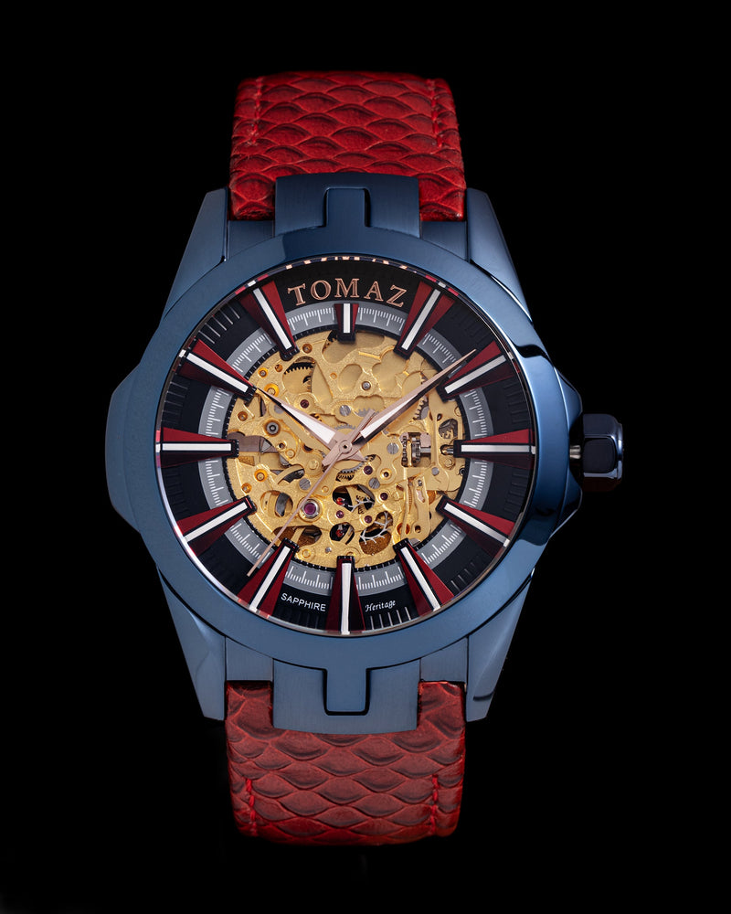 
                  
                    Load image into Gallery viewer, Tomaz Men&amp;#39;s Watch TW003B-D2 (Black/Red) Red Salmon Leather Strap
                  
                