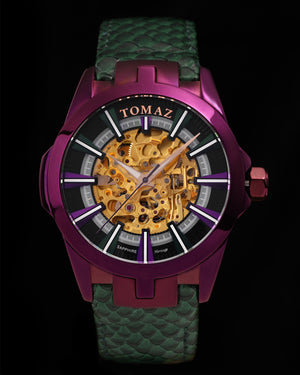 
                  
                    Load image into Gallery viewer, Tomaz Men&amp;#39;s Watch TW003B-D5 (Purple/Green) Green Salmon Leather Strap
                  
                