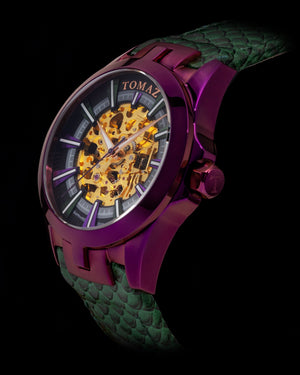 
                  
                    Load image into Gallery viewer, Tomaz Men&amp;#39;s Watch TW003B-D5 (Purple/Green) Green Salmon Leather Strap
                  
                