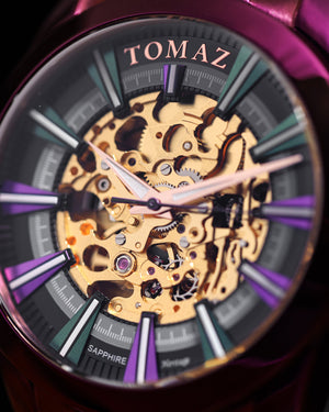 
                  
                    Load image into Gallery viewer, Tomaz Men&amp;#39;s Watch TW003B-D5 (Purple/Green) Green Salmon Leather Strap
                  
                