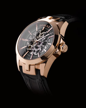 
                  
                    Load image into Gallery viewer, Tomaz Men&amp;#39;s Watch TW003-D3 (Rosegold/Black) Black Bamboo Leather Strap
                  
                