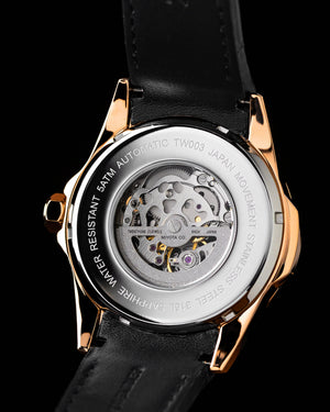 
                  
                    Load image into Gallery viewer, Tomaz Men&amp;#39;s Watch TW003-D3 (Rosegold/Black) Black Bamboo Leather Strap
                  
                