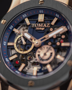 
                  
                    Load image into Gallery viewer, Tomaz Men&amp;#39;s Watch TW014-D10 (Rosegold/Black) Blue Leather Strap
                  
                