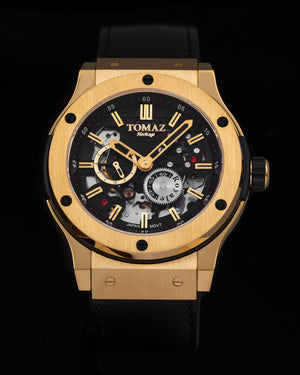 
                  
                    Load image into Gallery viewer, Tomaz Men&amp;#39;s Watch TW014-D2 (Gold/Black) Black Leather Strap
                  
                