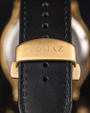 
                  
                    Load image into Gallery viewer, Tomaz Men&amp;#39;s Watch TW014-D2 (Gold/Black) Black Leather Strap
                  
                