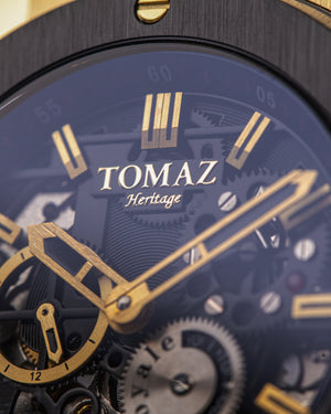 
                  
                    Load image into Gallery viewer, Tomaz Men&amp;#39;s Watch TW014-D6 (Gold/Black) Black Leather Strap
                  
                