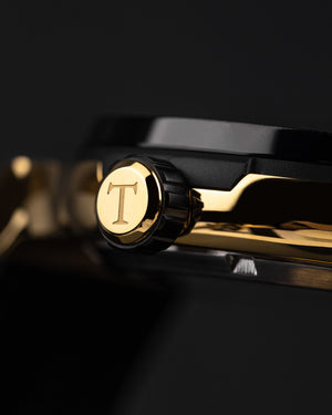 
                  
                    Load image into Gallery viewer, Tomaz Men&amp;#39;s Watch TW014-D6 (Gold/Black) Black Leather Strap
                  
                