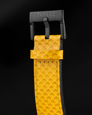 
                  
                    Load image into Gallery viewer, Royale TW014B-D5 (Full Black) with Black Swarovski (Yellow Salmon Leather Strap)
                  
                