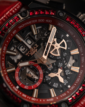 
                  
                    Load image into Gallery viewer, RAWR iii TW024A-D2 (Black/Red) with Red Swarovski (Red Bamboo Leather Strap)
                  
                