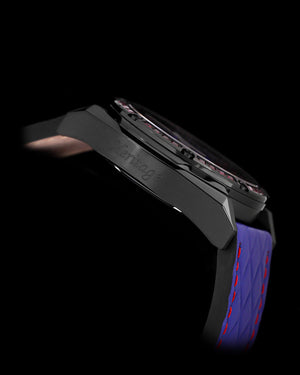 
                  
                    Load image into Gallery viewer, RAWR III TW024F-D10 (Black) with Purple Black Swarovski (Blue Red-Stitching Salmon Leather Strap)
                  
                