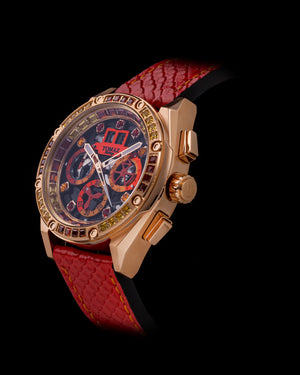 
                  
                    Load image into Gallery viewer, RAWR III TW024F-D13 (Rosegold) with Red Orange Swarovski (Red Leather Strap)
                  
                