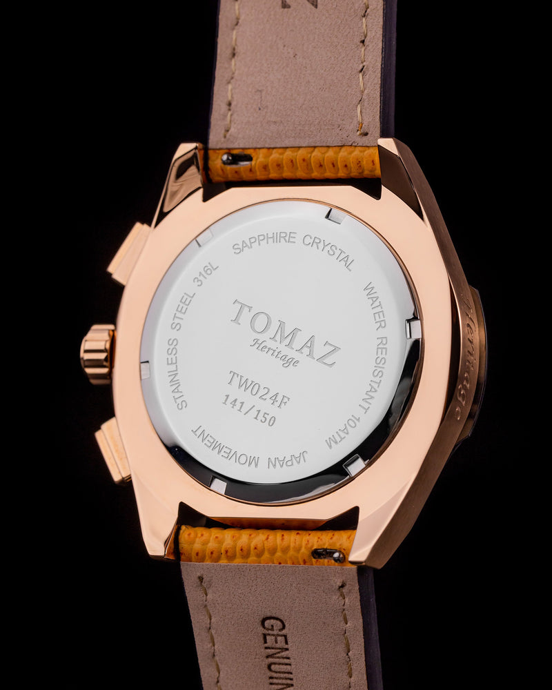 
                  
                    Load image into Gallery viewer, RAWR III TW024F-D4 (Gold/Black) with White Orange Swarovski (Orange Leather Strap)
                  
                