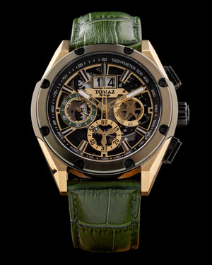 
                  
                    Load image into Gallery viewer, RAWR III TW024F-D6 (Gold) Green Bamboo Leather Strap
                  
                