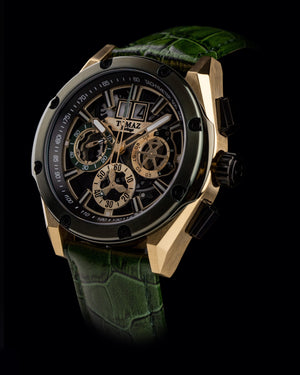 
                  
                    Load image into Gallery viewer, RAWR III TW024F-D6 (Gold) Green Bamboo Leather Strap
                  
                