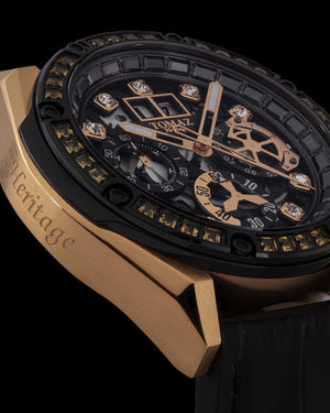 
                  
                    Load image into Gallery viewer, RAWR III TW024F-D8A (Gold/Black) witth Gold Swarovski (Black Leather  Strap)
                  
                