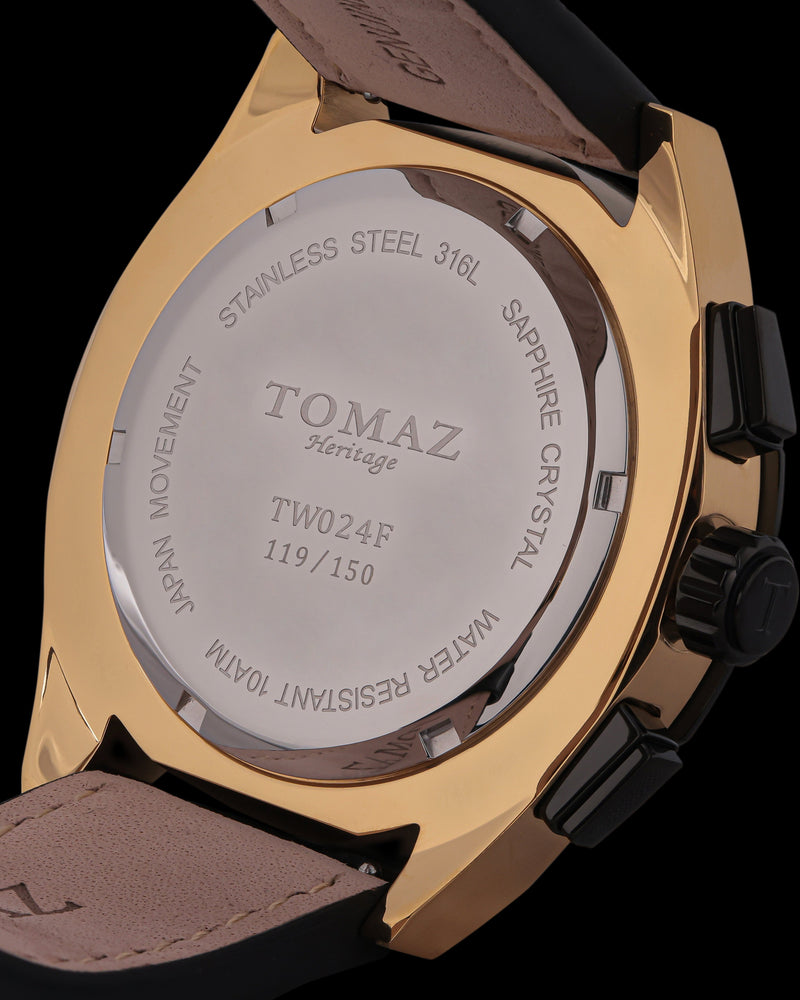 
                  
                    Load image into Gallery viewer, RAWR III TW024F-D8A (Gold/Black) witth Gold Swarovski (Black Leather  Strap)
                  
                